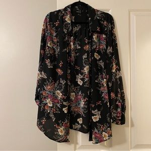 Torrid size 4 blouse black floral and butterflies